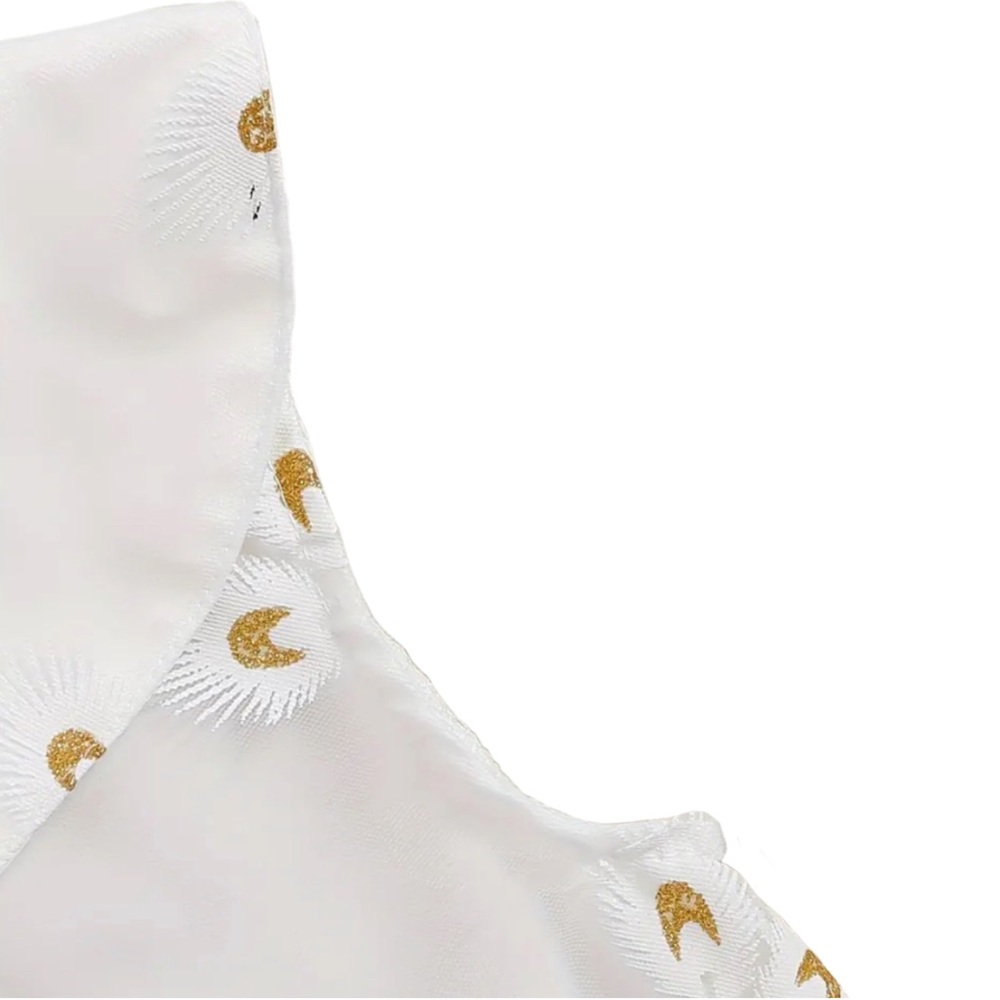 Golden Peacock Printed Lapel White Dress (4Y) - Picture 3 of 13